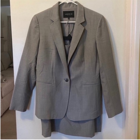 Lafayette 148 Gray Blazer and Skirt Set